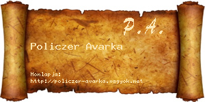 Policzer Avarka névjegykártya